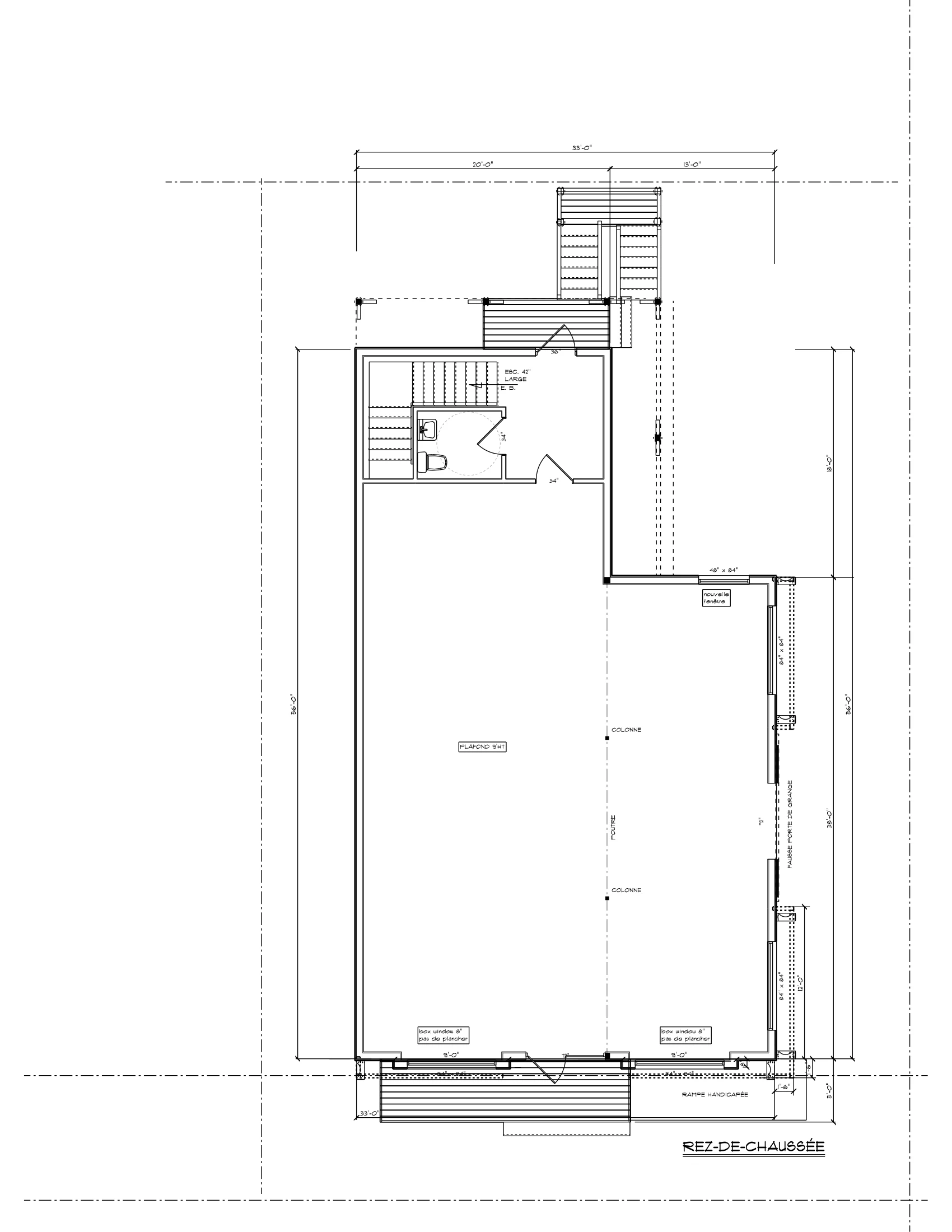 Plan du rez-de-chaussée commercial 1 800 pi²